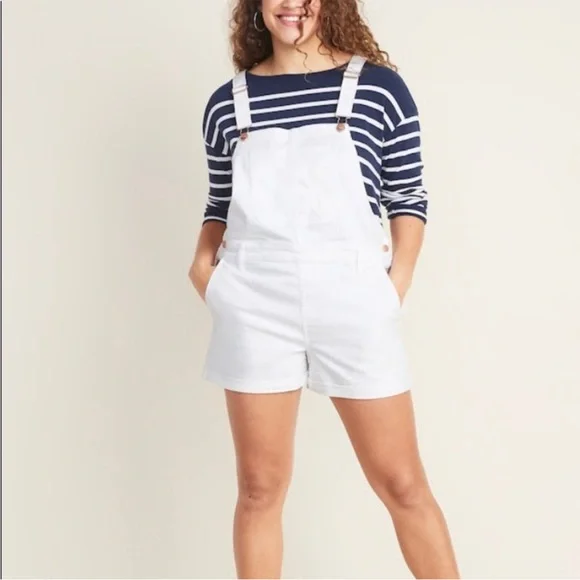 Old Navy White Denim Overalls - Picture 1 of 7